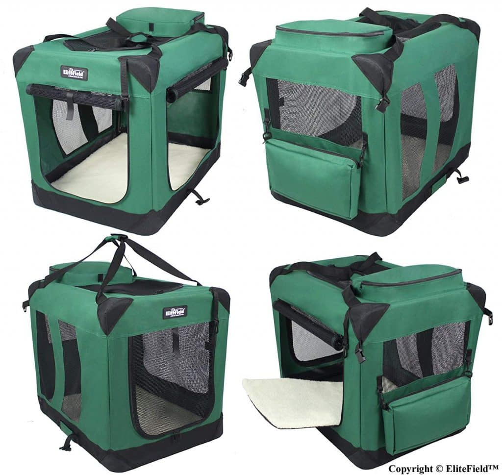 EliteField 3-Door Folding Soft Dog Crate Indoor & Outdoor Pet Home