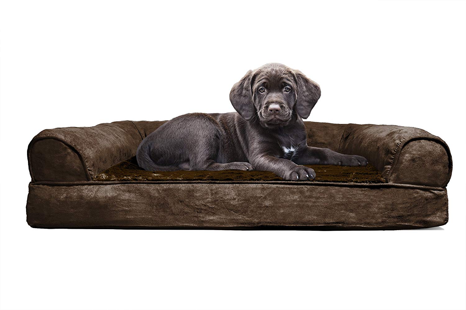 FurHaven Pet Dog Bed Orthopedic Plush and Suede Sofa-Style