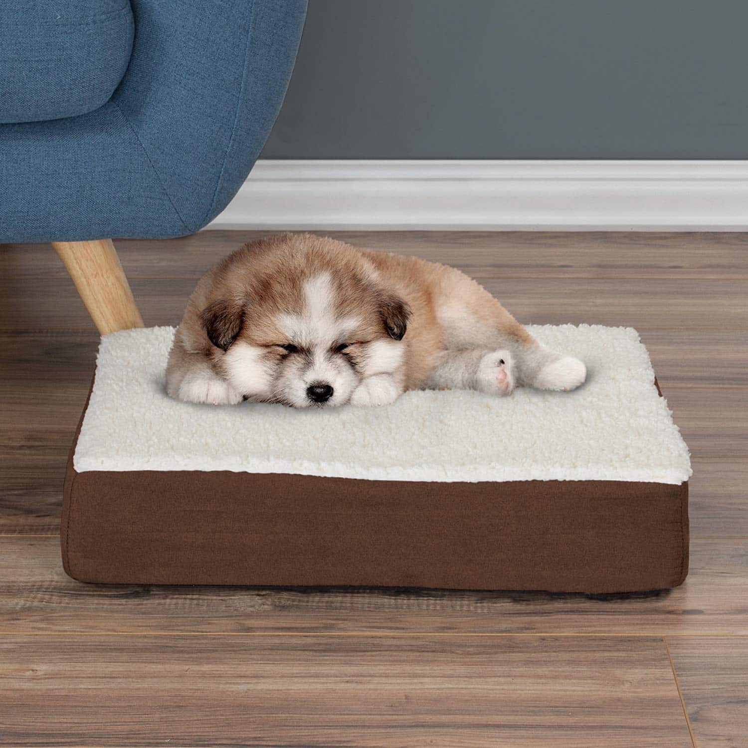 petmaker Orthopedic Sherpa Top dog Bed with Memory Foam and Removable Cover