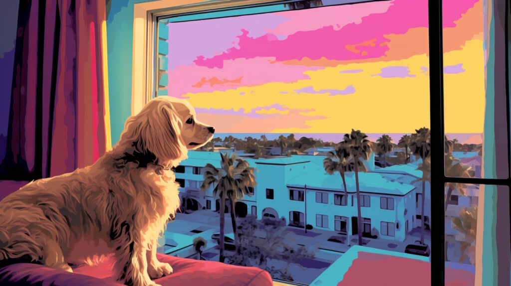 dog is feeling happy at Los Angeles dog friendly hotel