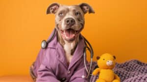 Pit Bull is dressed like a doctor